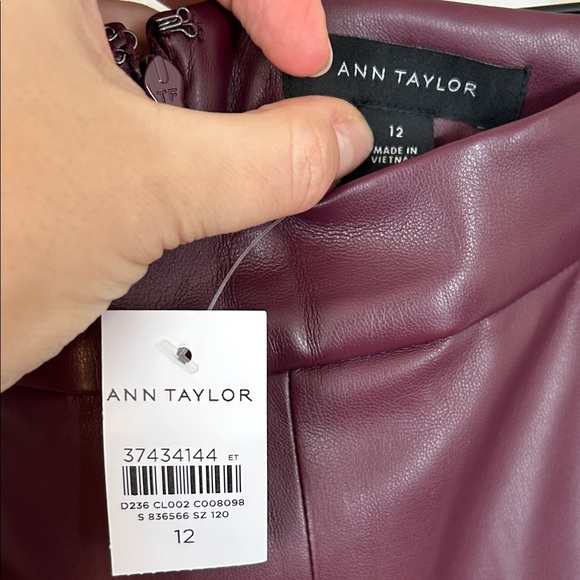 Ann Taylor Faux Leather Pleated Midi Skirt - Picture 2 of 3